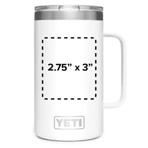 White Yeti mug with spot for a company logo