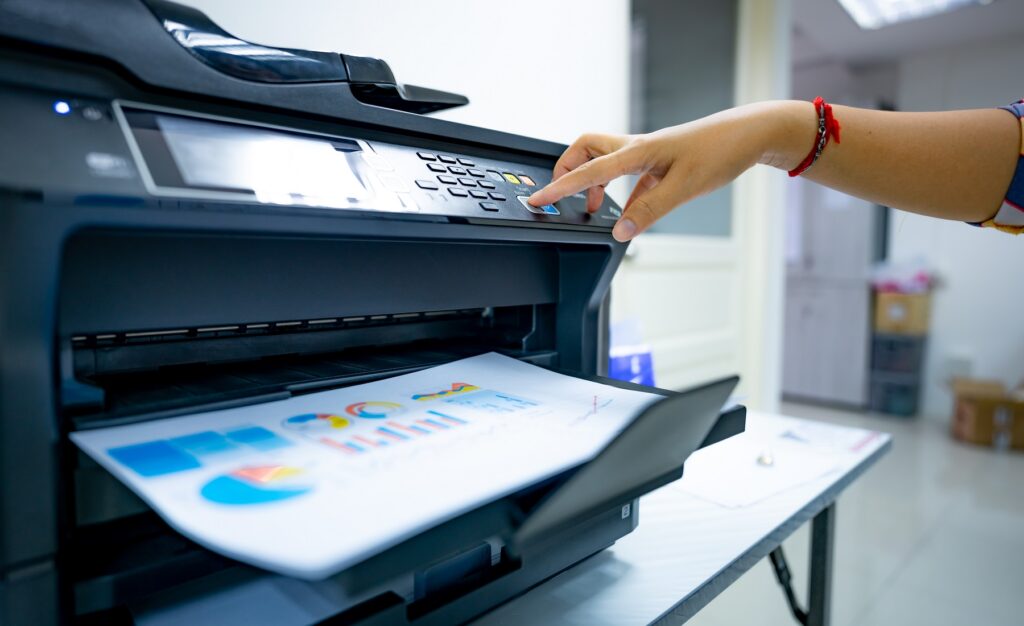 Office printer printing colored graphs